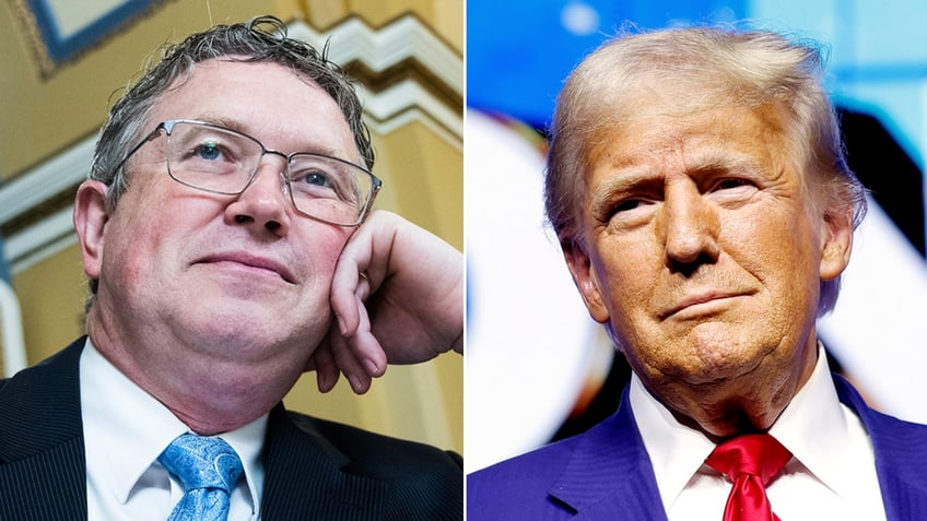 Left: Rep. Thomas Massie; Right: Former President Donald Trump