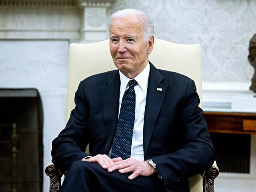 US President Joe Biden during a meeting with Klaus Iohannis, Romania's president, not