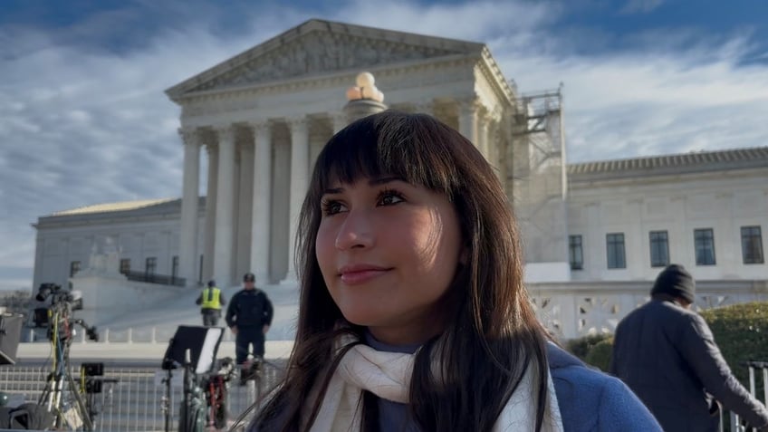 Detransitioner and activist Chloe Cole outside the Supreme Court building during oral arguments in the Skrmetti vs. U.S. case on Dec. 4, 2024. 