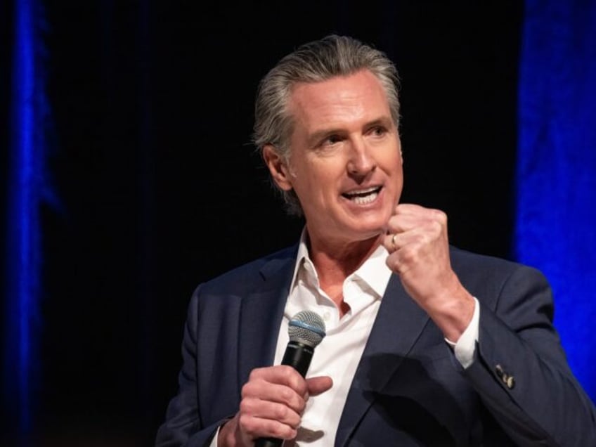 East Los Angeles, CA - February 26:Gov. Gavin Newsom speaks with Economic Development Corp