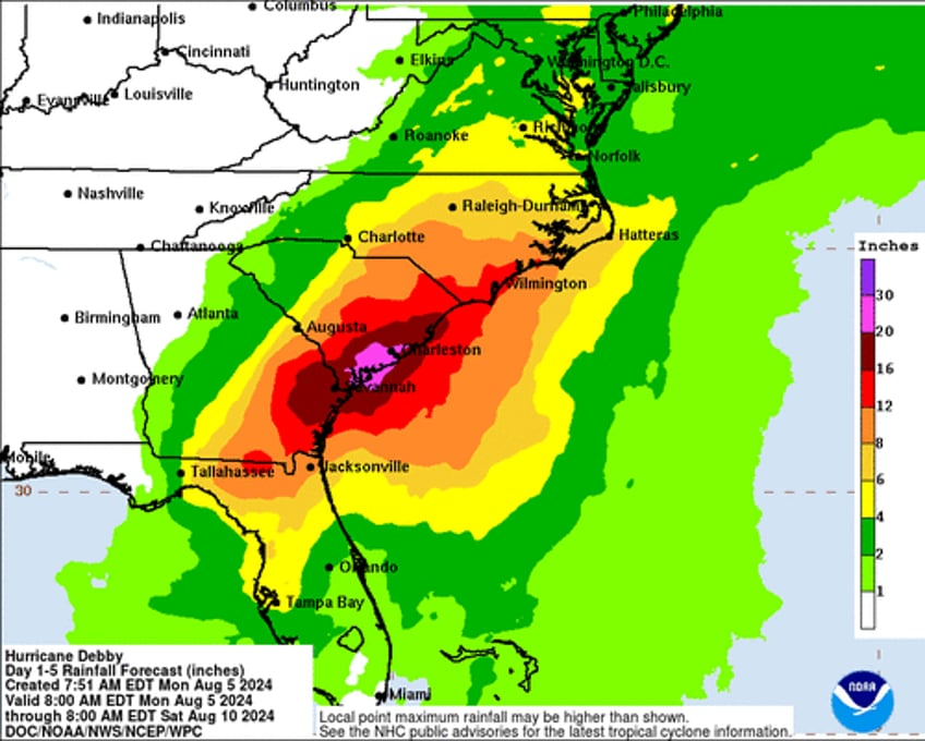 governors in 3 states declare emergencies as hurricane debby pounds florida and threatens east coast