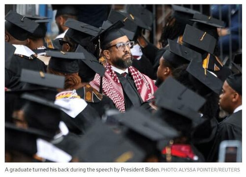 graduates at all black morehouse college turn back on biden during commencement speech refuse to applaud 