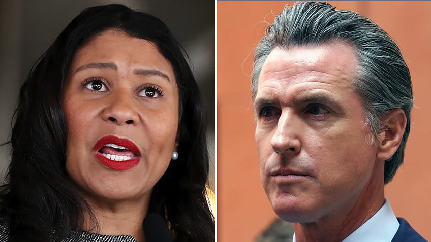 London Breed and Gavin Newsom split image