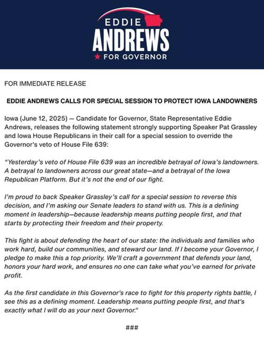 Iowa Republicans challenge Reynolds after veto