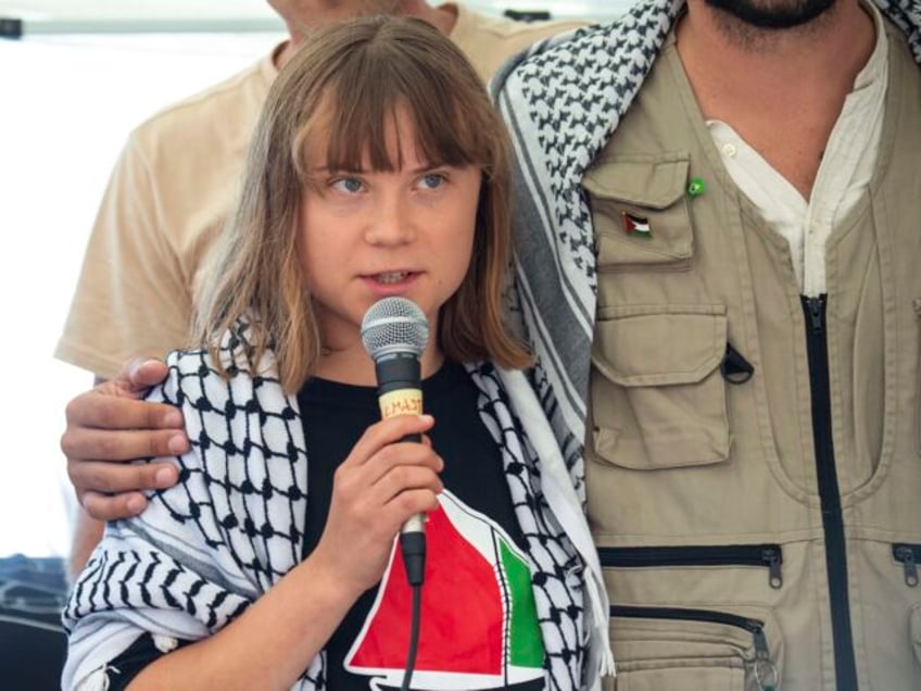 Climate activist Greta Thunberg with other activists from a human rights organization meet