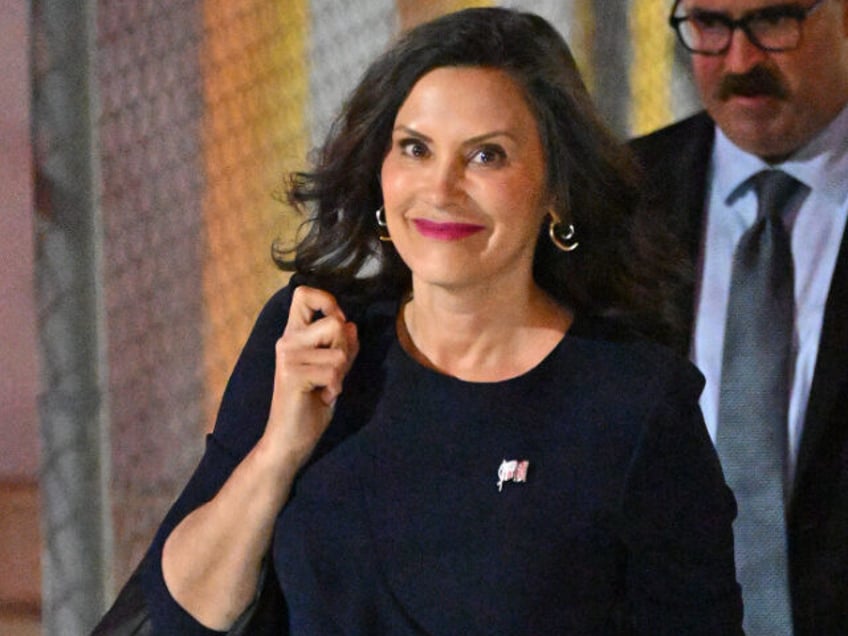 Gretchen Whitmer is seen leaving 'Jimmy Kimmel Live!' on October 01, 2024 in Los