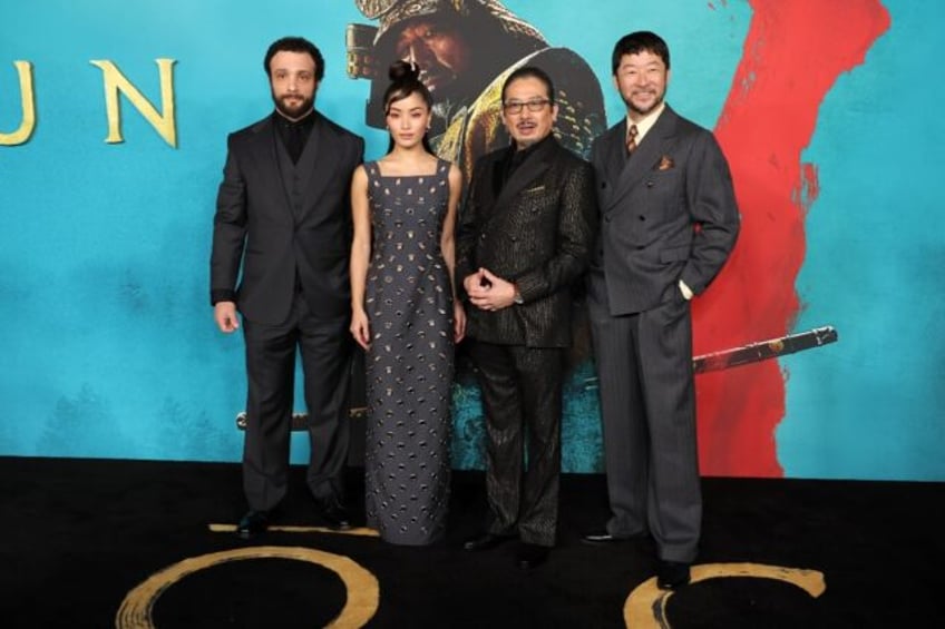 (L-R) 'Shogun' stars Cosmo Jarvis, Anna Sawai, Hiroyuki Sanada and Tadanobu Asano are prep