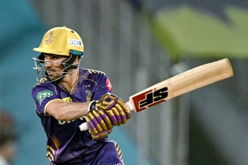 Rahmanullah Gurbaz plays a shot in the win over Sunrisers Hyderabad