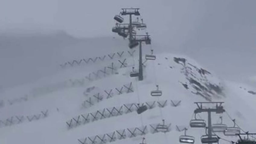 gusting winds spin chair lifts at italian ski resort total panic and fear