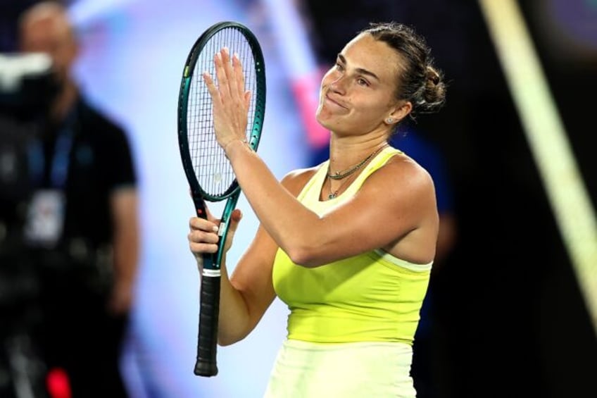 Aryna Sabalenka celebrates victory over Russia’s Anastasia Pavlyuchenkova