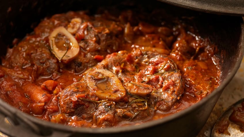 Osso buco, a braised veal dish. 