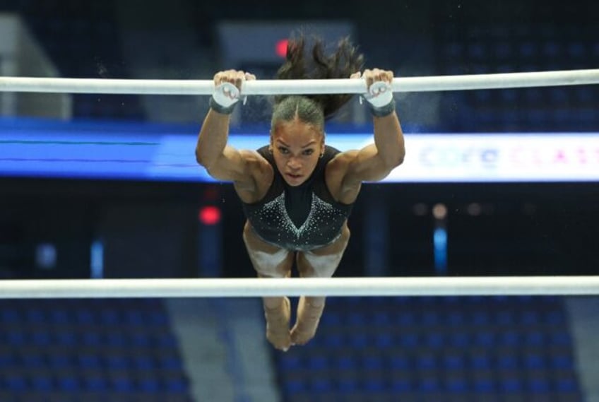 US gymnast Shilese Jones trains ahead of the Core Hydration Classic in May 2024