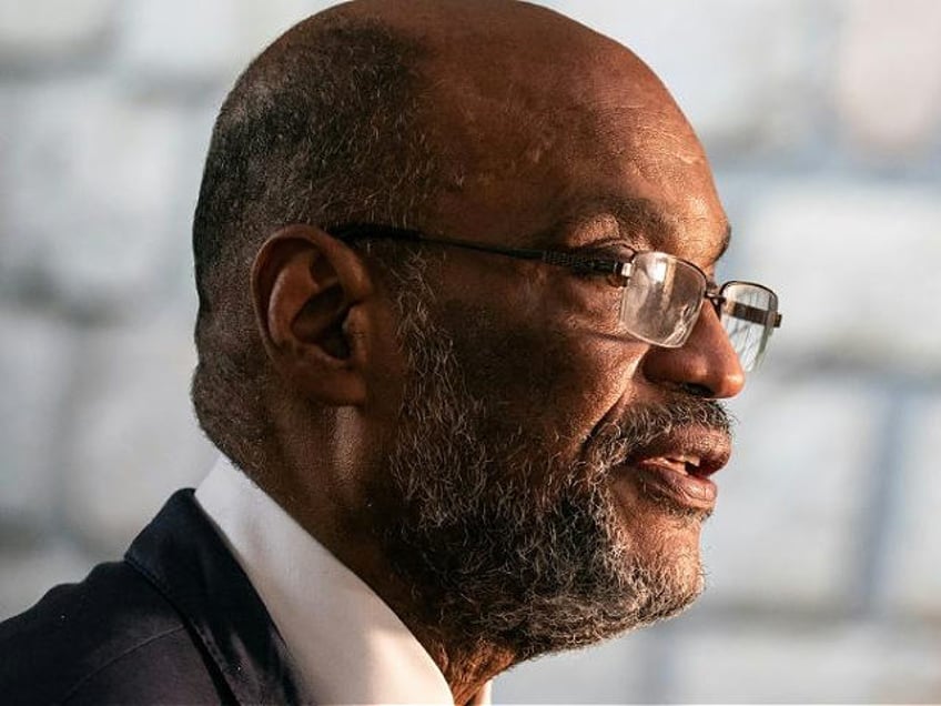 Haitian Prime Minister Ariel Henry speaks during the new cabinet inauguration at the Prime