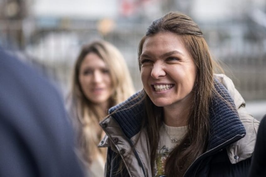 Former tennis world number one Simona Halep of Romania outside the Court of Arbitration fo