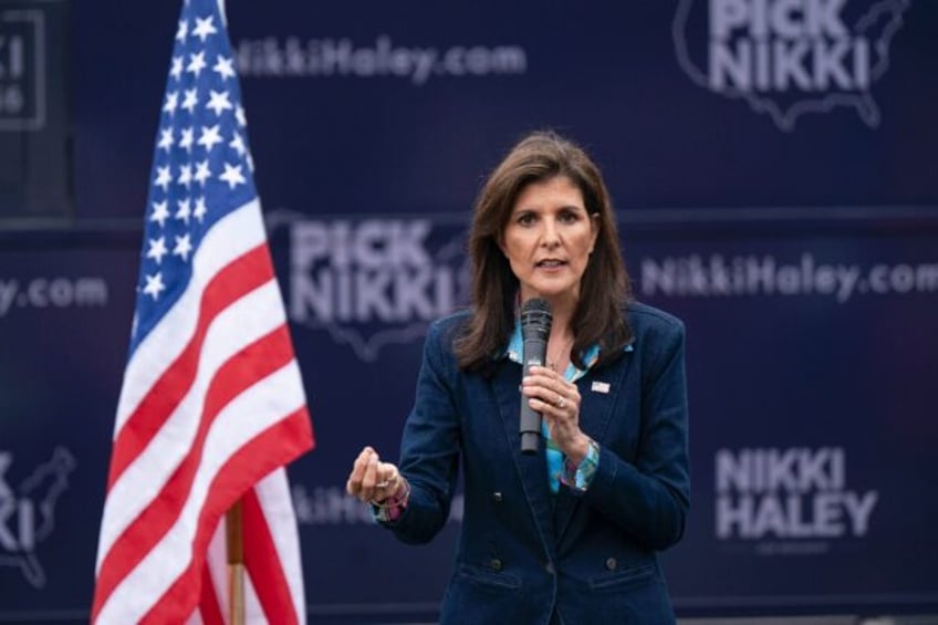 US Republican presidential hopeful and former UN ambassador Nikki Haley speaks at a campai