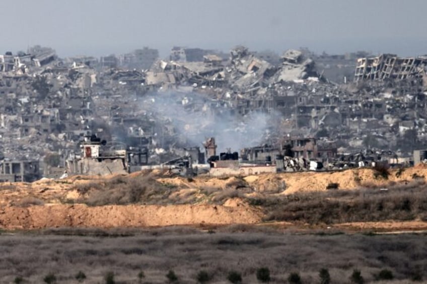 Destroyed buildings in northern Gaza, seen from southern Israel