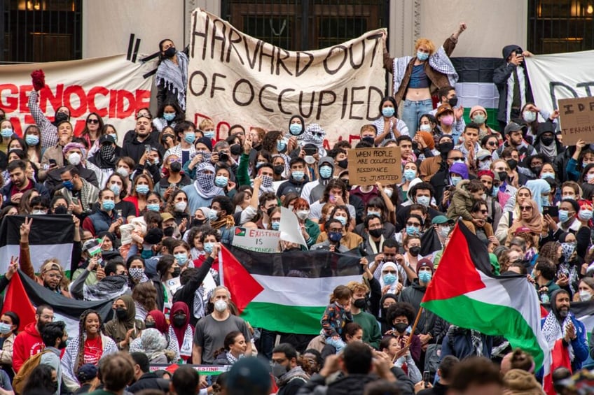 hamas sympathizing harvard students hold die in protest