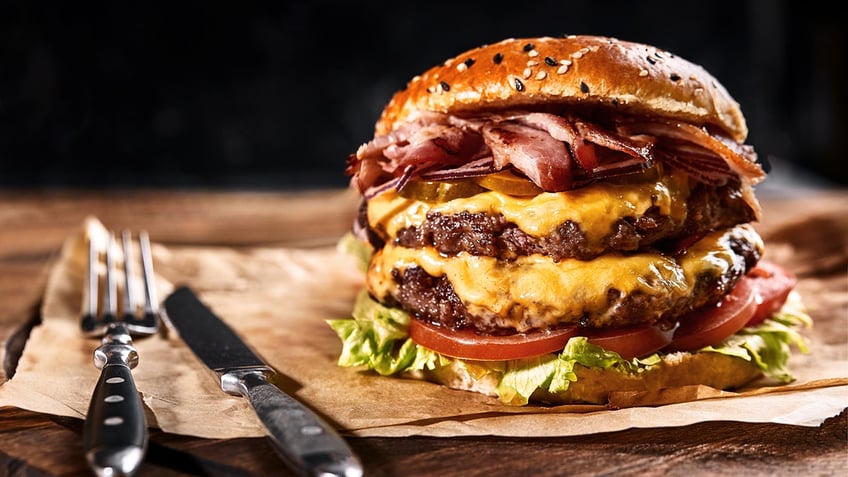 hamburger on table