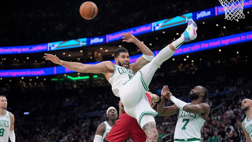 Jayson Tatum gets a hard foul