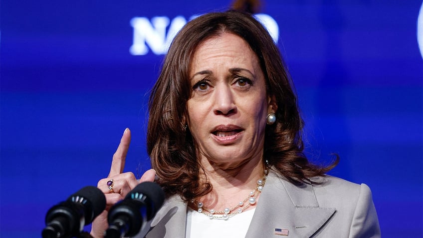 Kamala Harris speaking, closeup shot