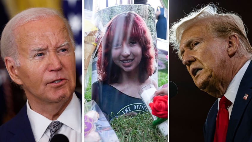 Jocelyn Nungaray pictured with Biden and Trump