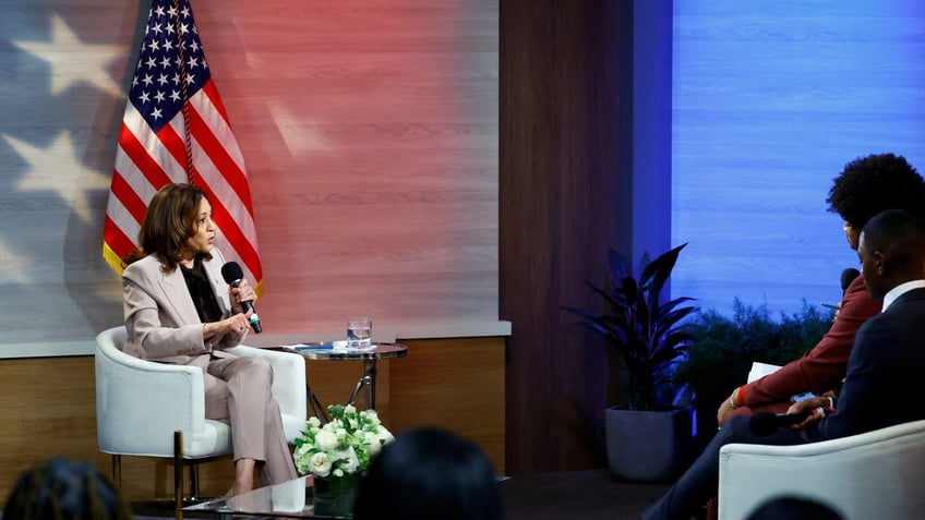 Democratic presidential nominee and Vice President Kamala Harris answers questions during a gathering of the National Association of Black Journalists in Philadelphia on Sept. 17, 2024. (Reuters/Piroschka van de Wouw)