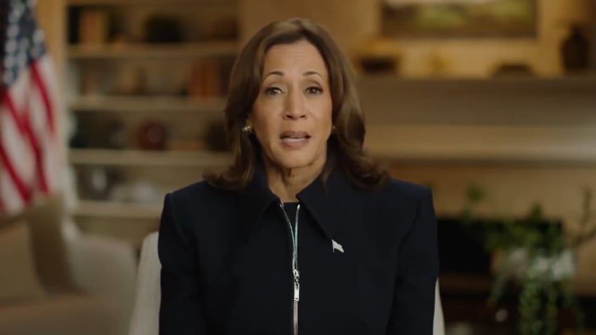 Kamala Harris speaks in an interview