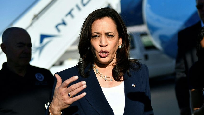 closeup shot of VP Kamala Harris