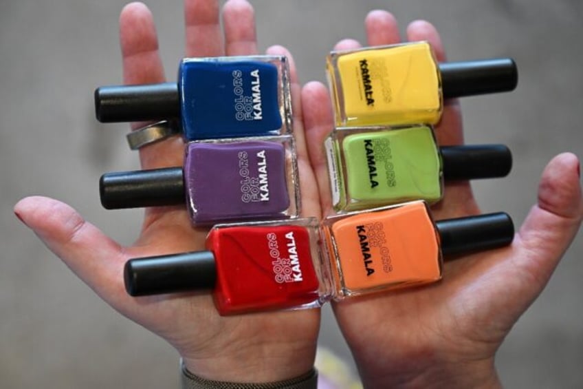 Nail polishes from the Kamala Harris-promoting 'Joyful Warrior' set, include a green polis