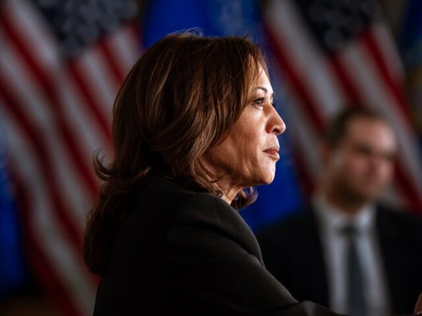 Vice President Kamala Harris participates in a roundtable on nursing home care, Monday, Ap