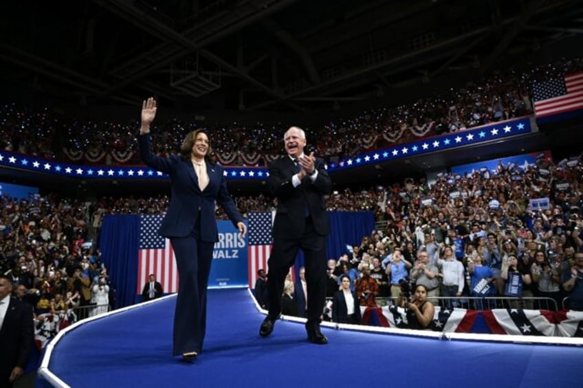 Democratic presidential candidate Kamala Harris and her running mate Tim Walz are accompli