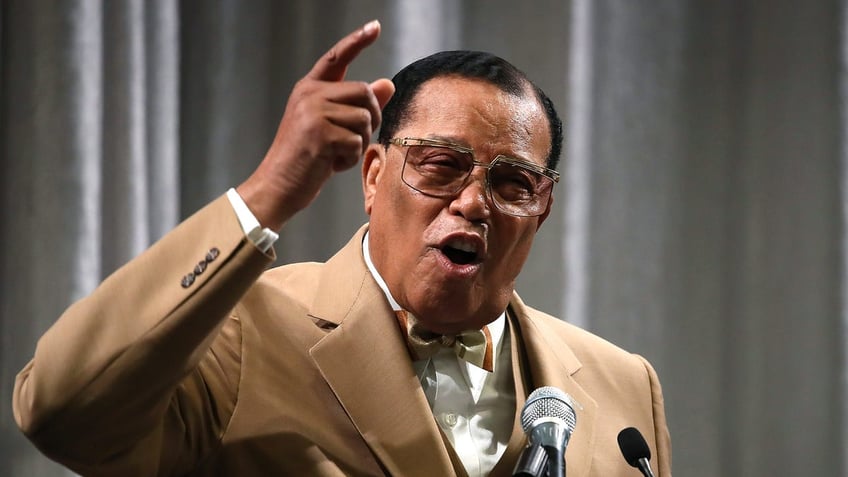 Nation of Islam Minister Louis Farrakhan delivers a speech and talks about U.S. President Donald Trump, at the Watergate Hotel, on November 16, 2017 in Washington, D.C. 