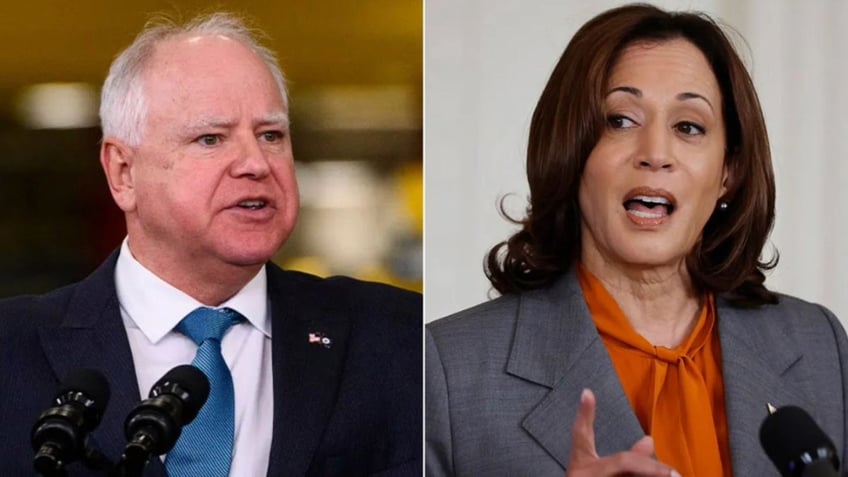 left-right split: Gov. Walz and VP Kamala Harris