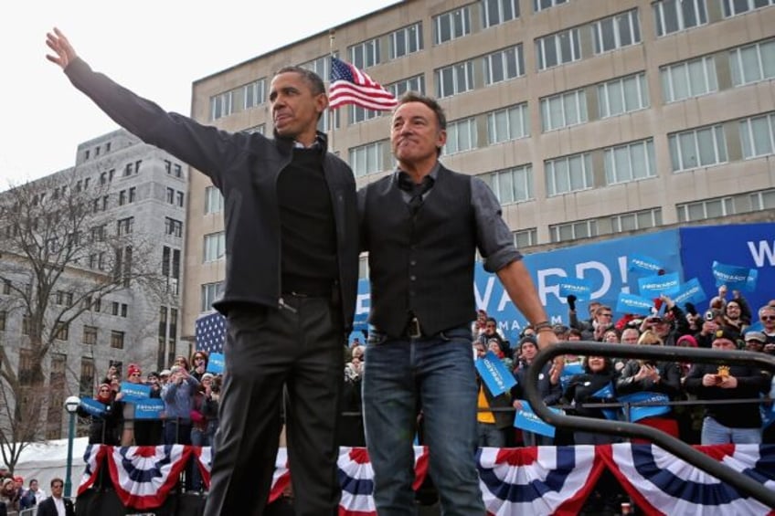 Barack Obama and rocker Bruce Springsteen, pictured campaigning in 2012, have long been fr