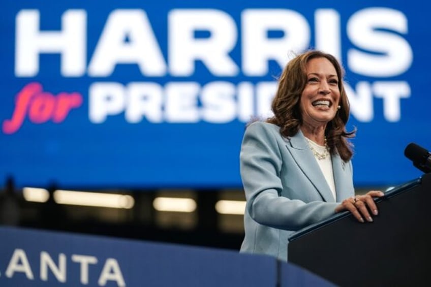 US Vice President and 2024 Democratic presidential candidate Kamala Harris was unopposed f