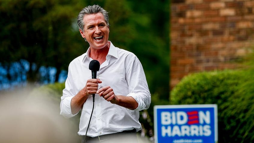 California Gov. Gavin Newsom campaigns for Biden in Michigan