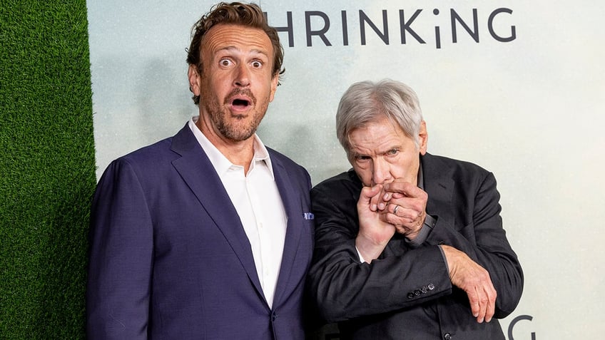 Jason Segal and Harrison Ford at the premiere of "Shrinking" season 2.