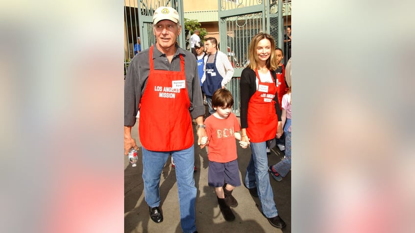 Harrison Ford, Calista Flockhart, and son Liam approximately age 7