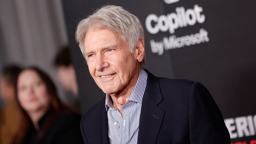 tilted close up of Harrison Ford smiling