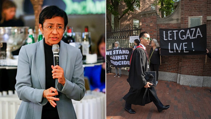 Maria Ressa and Harvard split image