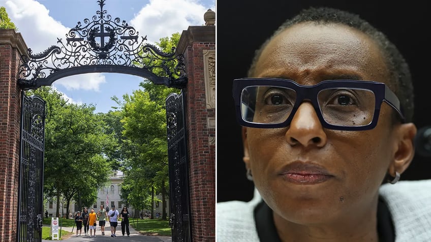 Harvard gates and Dr. Claudine Gay split image