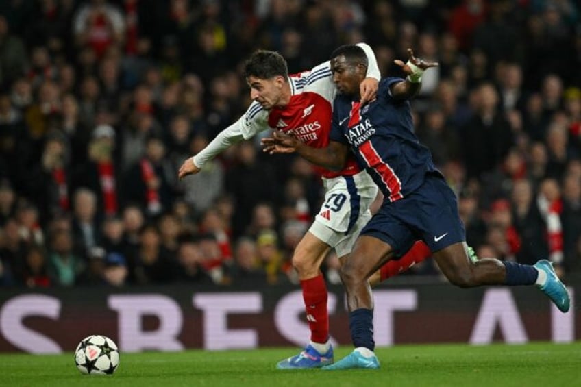 Arsenal's Kai Havertz (L) was a key figure in their win over Paris Saint-Germain