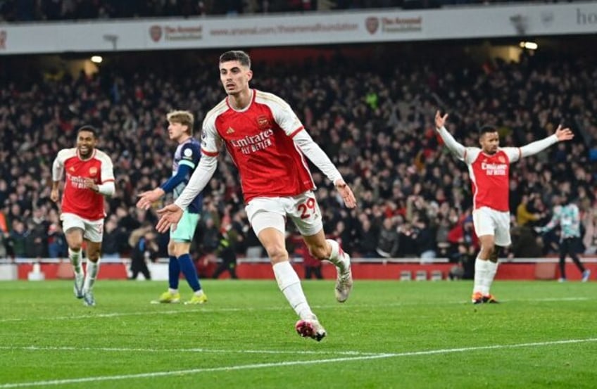 Kai Havertz (centre) scored a late winner in Arsenal's 2-1 victory over Brentford