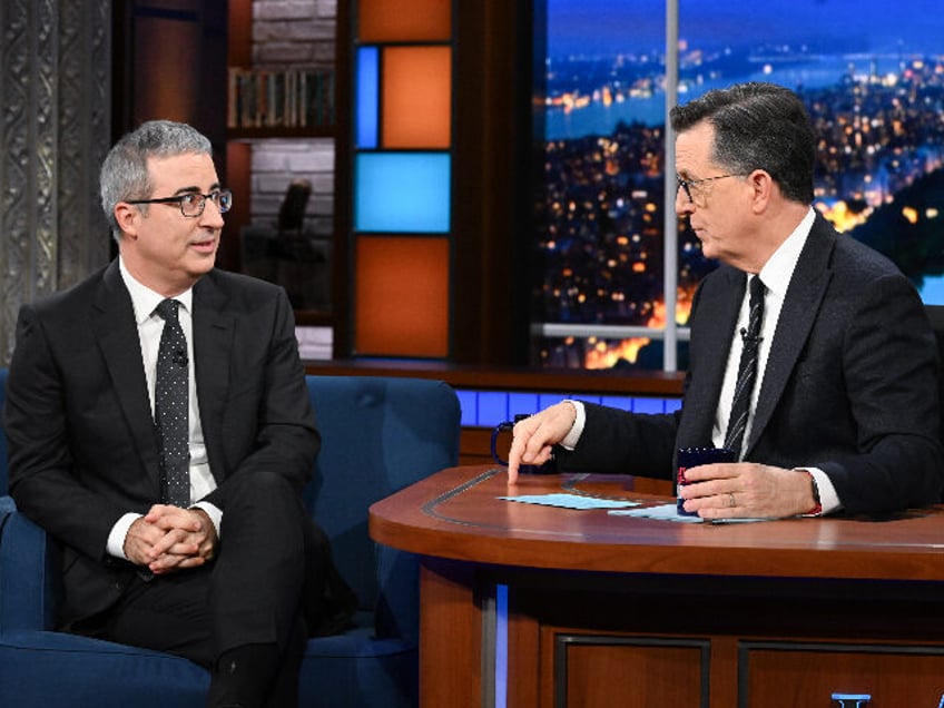 NEW YORK CITY - NOVEMBER 4: The Late Show with Stephen Colbert and guest John Oliver durin