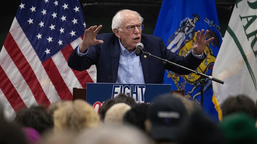 Senator Bernie Sanders (I-VT) speaks to a capacity crowd during an event at UW-Parkside on March 7, 2025 in Kenosha, Wisconsin. The event is the first of three Midwest speaking engagements billed as "Fighting Oligarchy: Where We Go From Here."