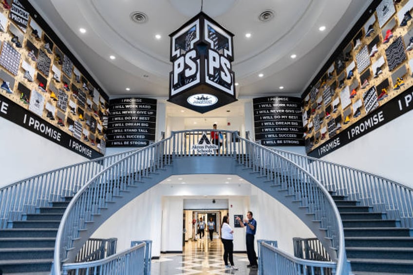 General view of the entrance to the I Promise School on July 30, 2018 in Akron, Ohio. The School is a partnership between the LeBron James Family...