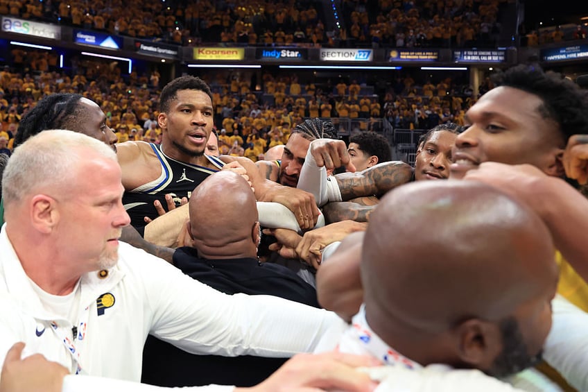 heated scenes as postgame fracas marks pacers elimination of bucks