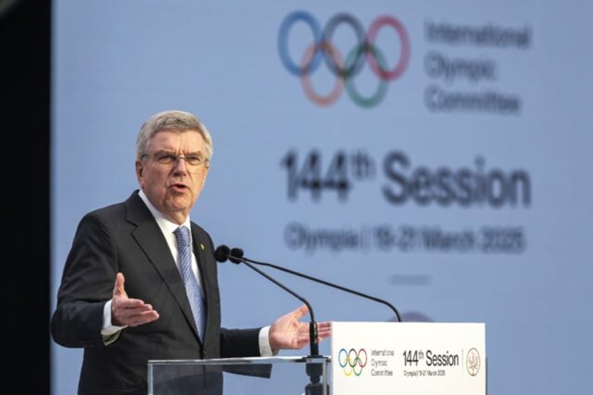 International Olympic Committee president Thomas Bach gives his address at the opening of