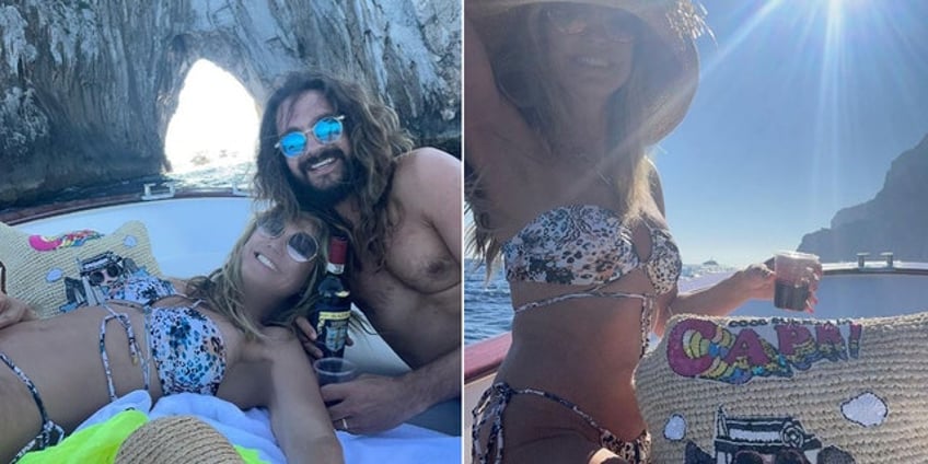 heidi klum sizzles wearing nude bikini on summer vacation in italy