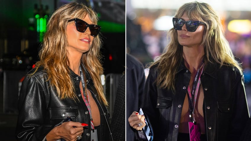 heidi klum struts topless at f1 in las vegas joins brad pitt justin bieber at grand prix